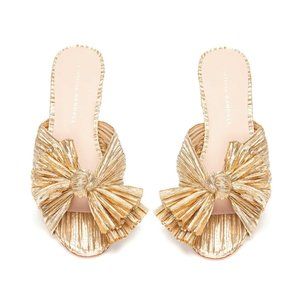 Gold Emilia Pleated Knot Mules - Loeffler Randall DUPE